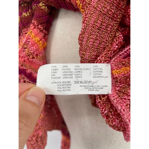 MISSONI Metallic Crochet Chevron Stripe Bell-Sleeve Sweater/Top Size M (est) - Picture 9 of 9